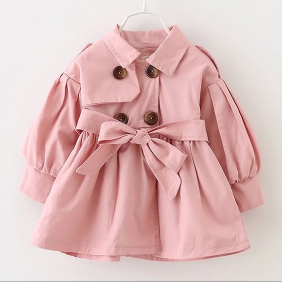 ➡️LAST ONE-Toddler button trench coat (blush pink) - Picture 2 of 5